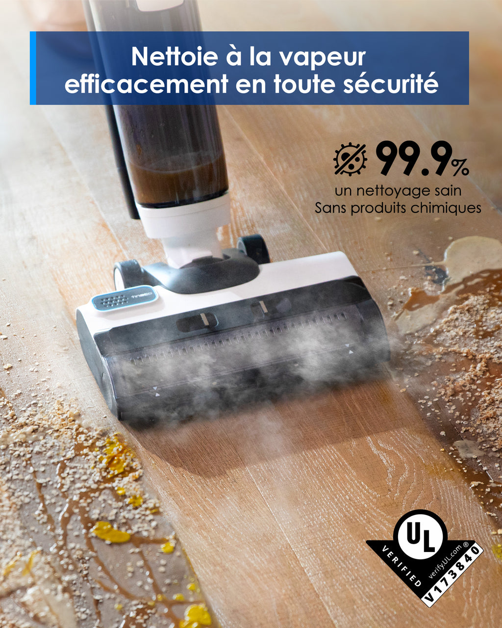 Tineco Floor One S5 Steam Balai serpillière intelligent filaire et nettoyeur de sols durs avec écran numérique, Cordon 8 m