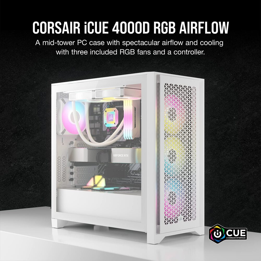 Boîtier PC Corsair iCUE 4000D RGB Moyen Tour - Blanc