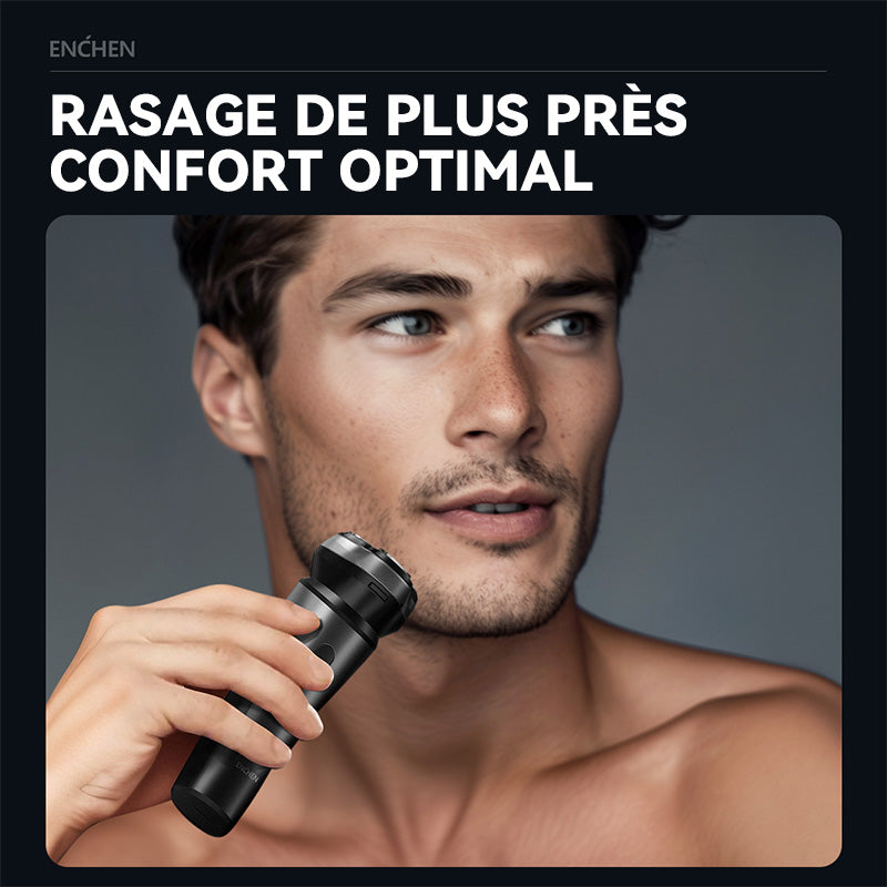 Rasoir électrique ENCHEN Blackstone Max 100 % étanche avec têtes flexibles 3D et tondeuse de précision rétractable, 1 pièce.