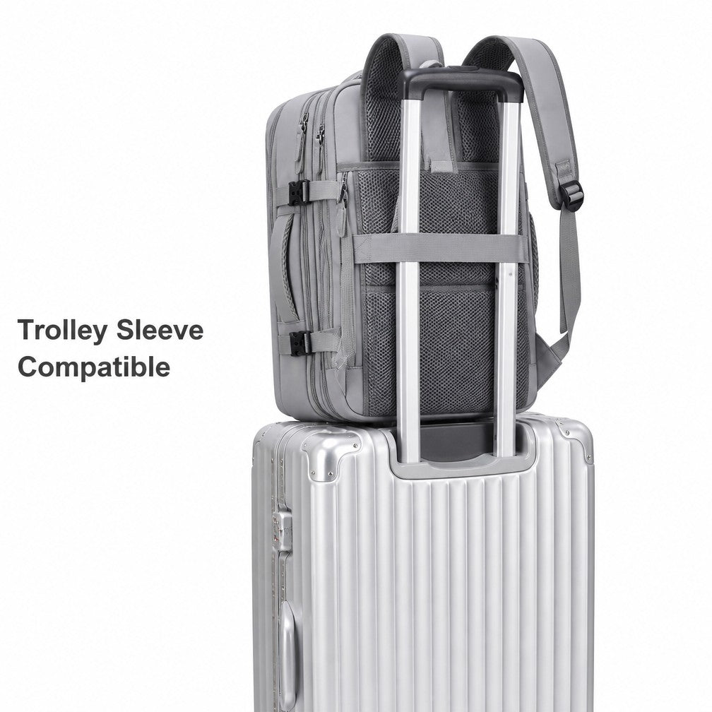 Sac à dos de voyage professionnel extensible, sac à dos résistant à l'eau pour ordinateur portable 15,6 pouces avec port de charge USB externe, sac de jour décontracté à multiples poches pour