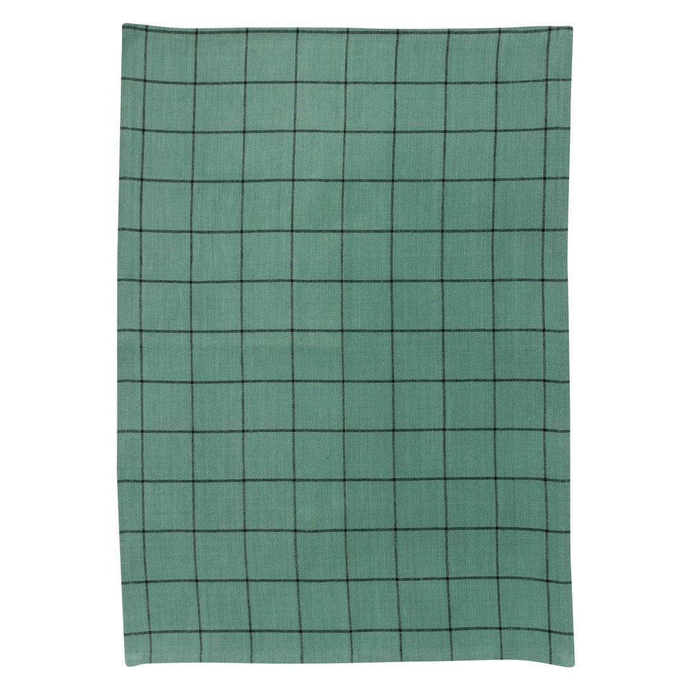 Winkler Torchon lin-coton Kilia à carreaux Vert-de-gris 50 x 70