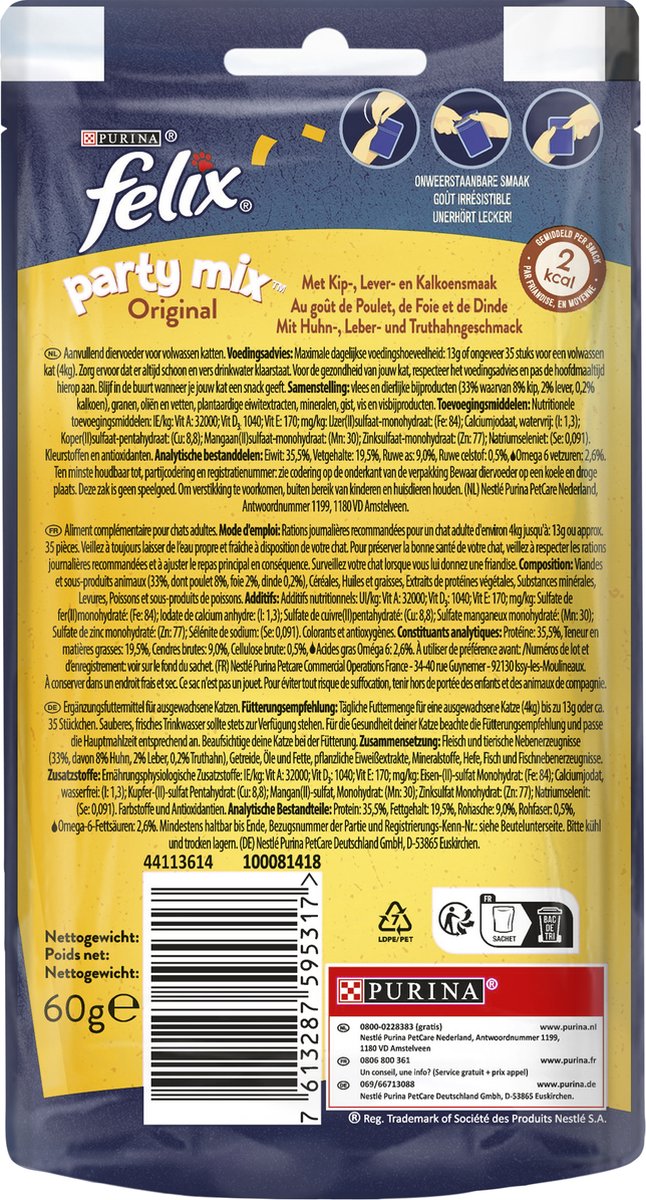 Felix Friandises pour chats Party Mix Original 8*60 g