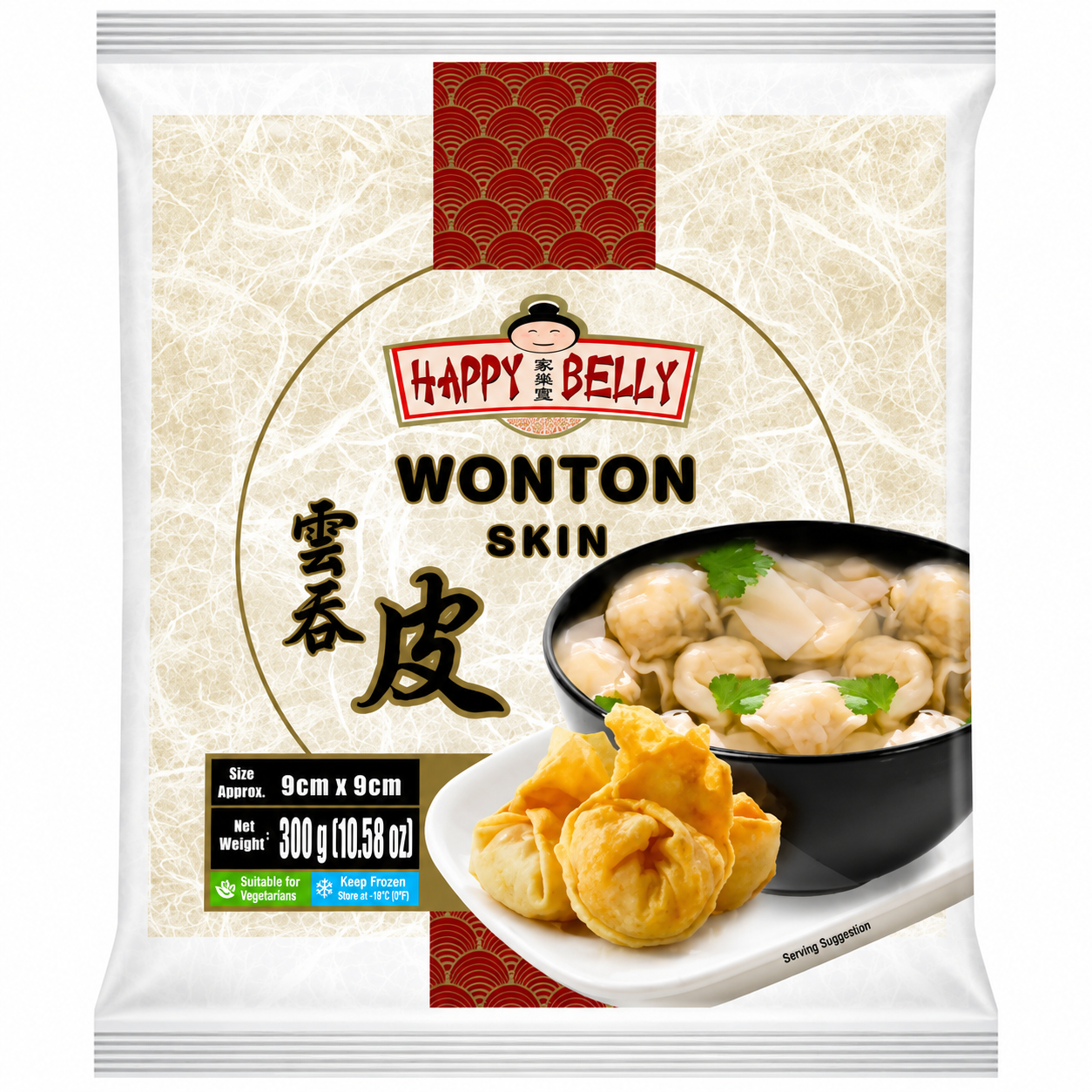 Happy Belly Feuilles de wonton 9 cm - 300 g