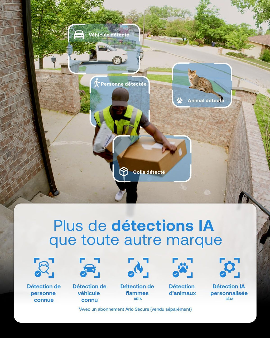 Arlo VMC3282-100EUS Caméra de sécurité extérieure WiFi sans Fil Essential 3 2K XL, Kit de 2 caméras, Autonomie de 24 Mois, Vision Nocturne Couleur, Sirène et Audio Bidirectionnel, Blanc