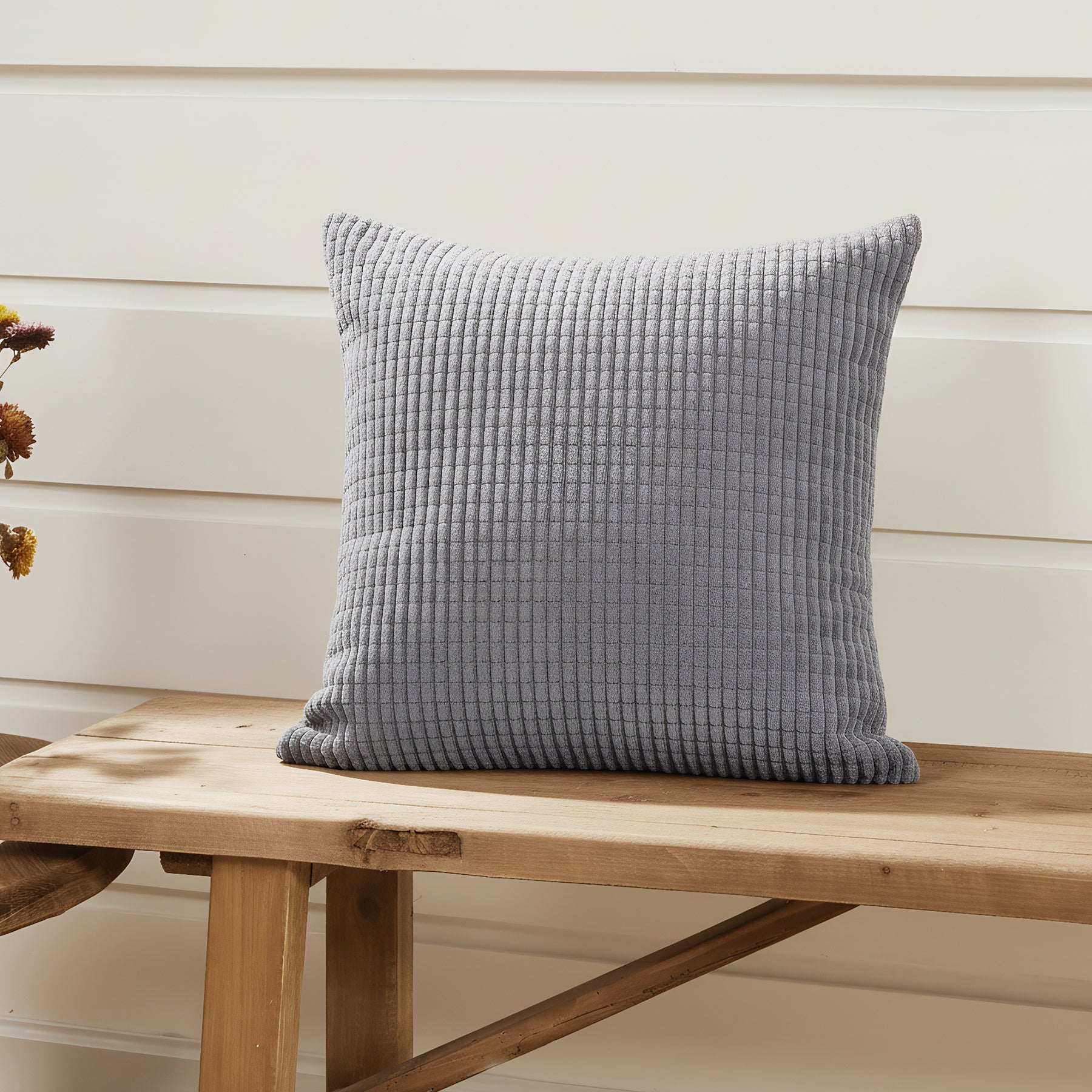 Deconovo Housse en velours pour coussin - Gris clair - 45 x 45 cm - 1 pièce