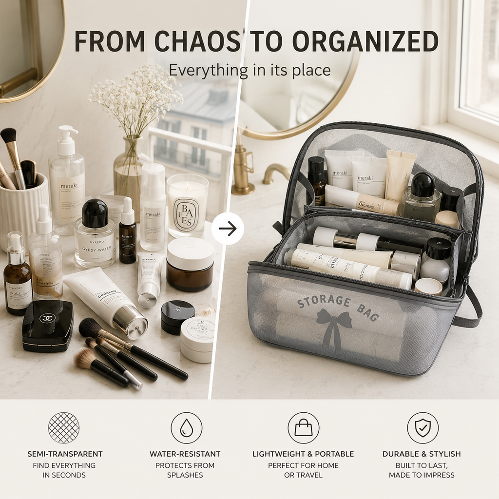 Verbex H7 Gris Sac à main de maquillage haut de gamme, trousse de voyage/pochette cosmétique/sac de rangement/sac de voyage multifonctionnel avec oreiller intégré
