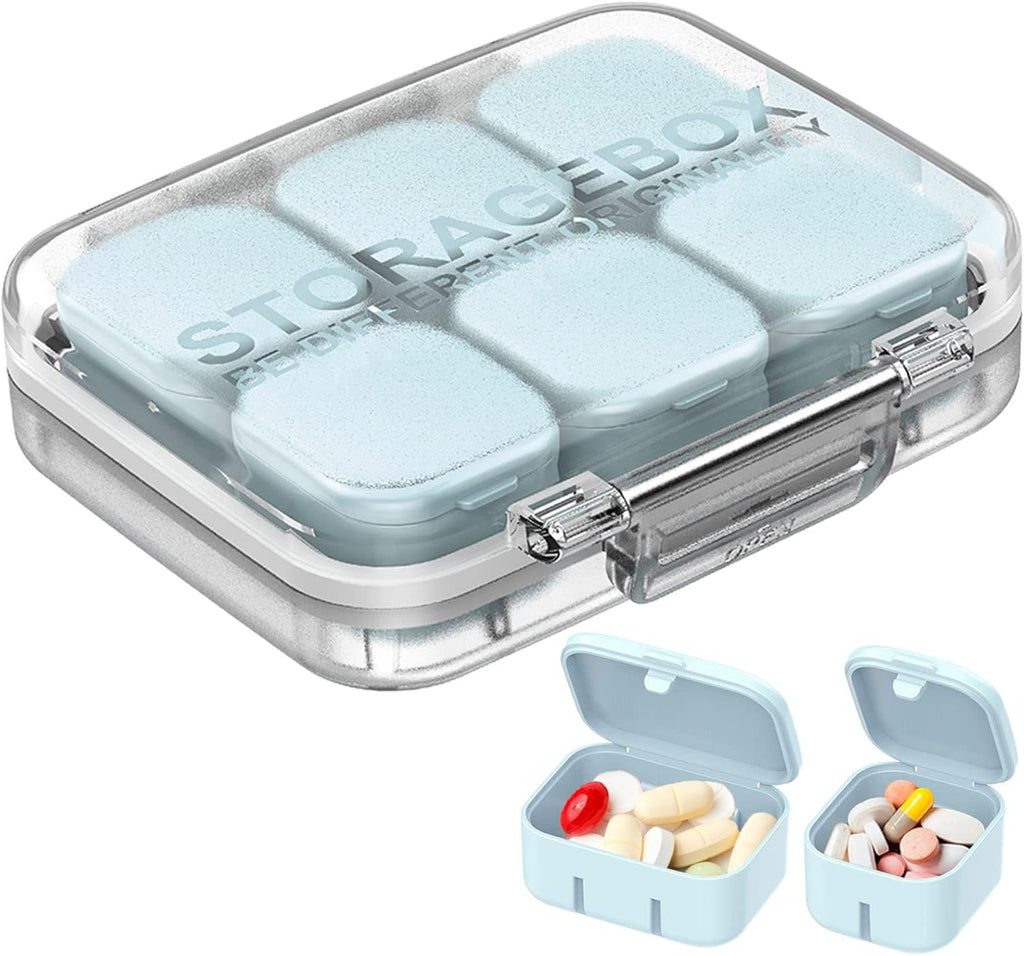 GAONLY Pilulier 4/6 compartiments à assemblage libre, organiseur de médicaments de voyage 10 jours, pilulier portable étanche, étui quotidien pour médicaments, vitamines