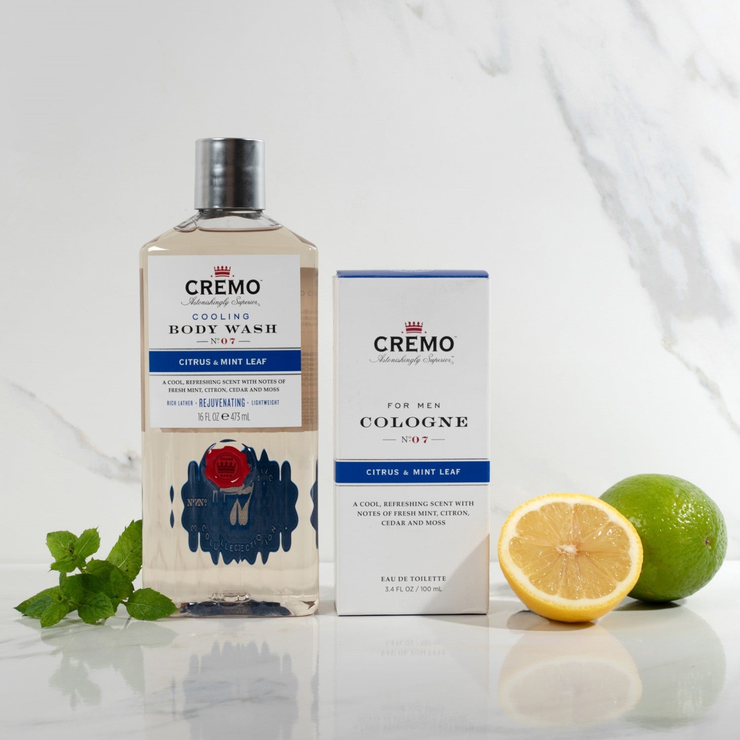 CREMO Agrumes & Feuilles de Menthe - Coffret Cadeau pour Homme (Eau de Toilette + Gel Douche) - 1 Unité