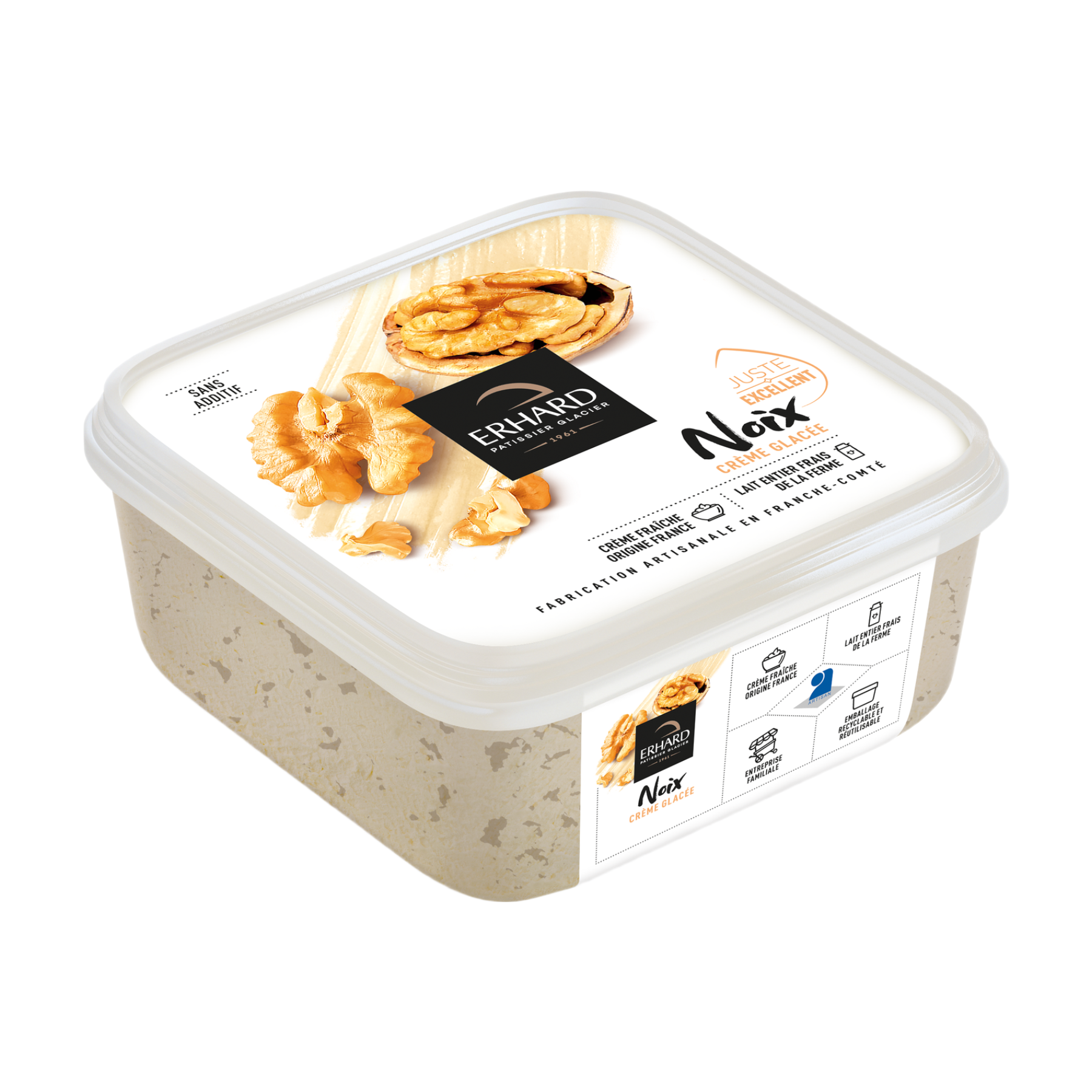 ERHARD Crème glacée noix avec morceaux - 450 g
