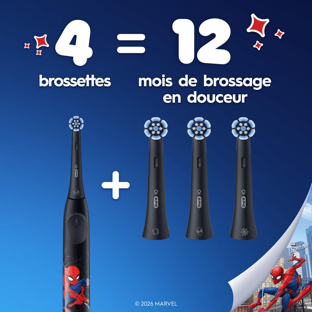 Oral-B iO Enfants 6 ans et plus Spider-Man Brossettes pour brosse à dents électrique x3