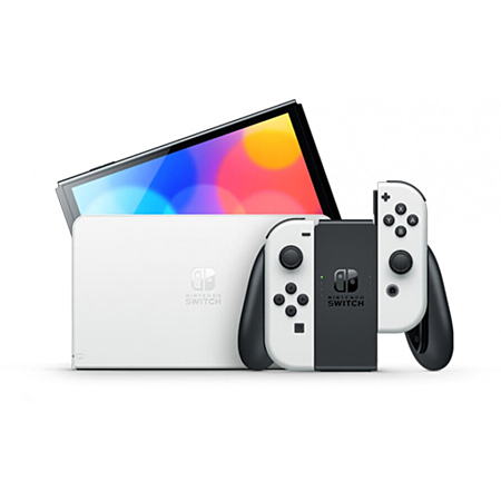 Nintendo Switch (modèle OLED) avec station d’accueil et paire de Joy-Con blanches - Version EU