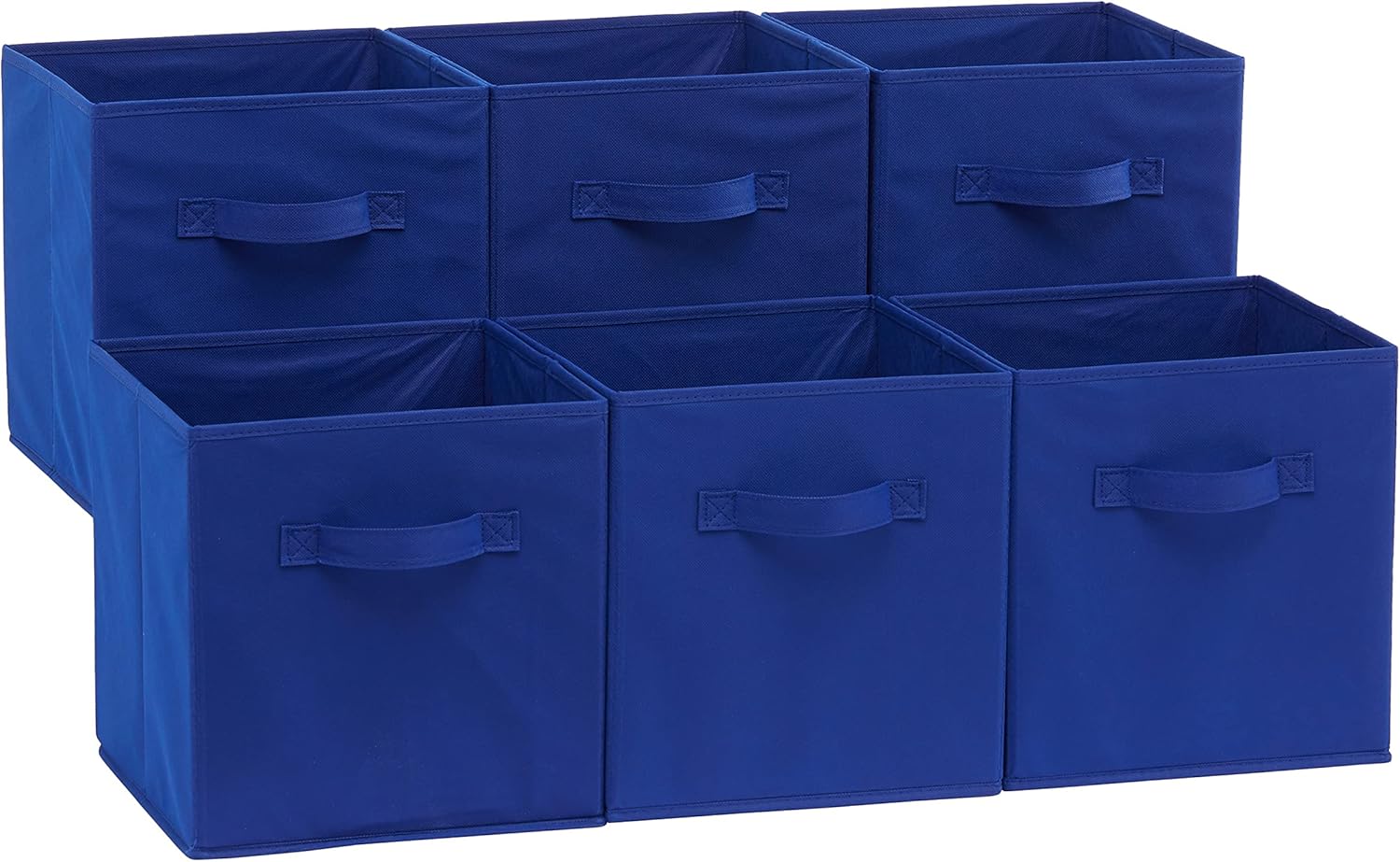 ANQI Lot de 6 bacs de rangement cube pliables avec poignées en tissu Bleu Marine - 26,5 x 26,5 x 28 cm