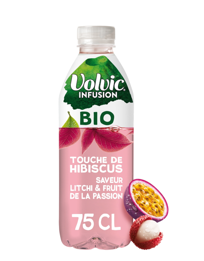 VOLVIC Infusion Eau Plate Aromatisée Hibiscus Litchi Passion Bio 75cl