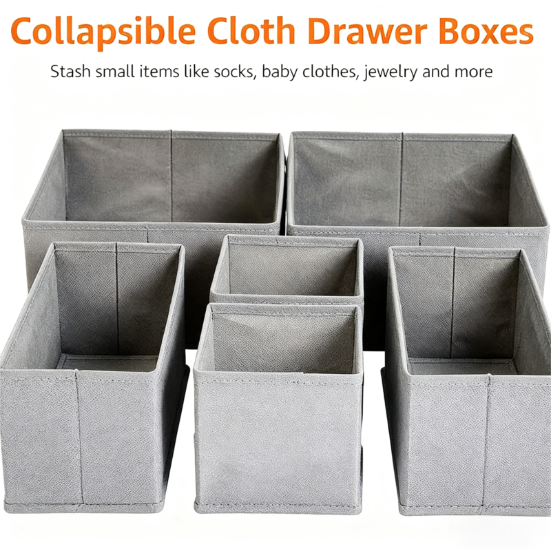 ANQI Organisateurs de tiroir en tissu pour chaussettes et sous-vêtements, lot de 6, gris, offre de Nouvel An, idées cadeaux phares