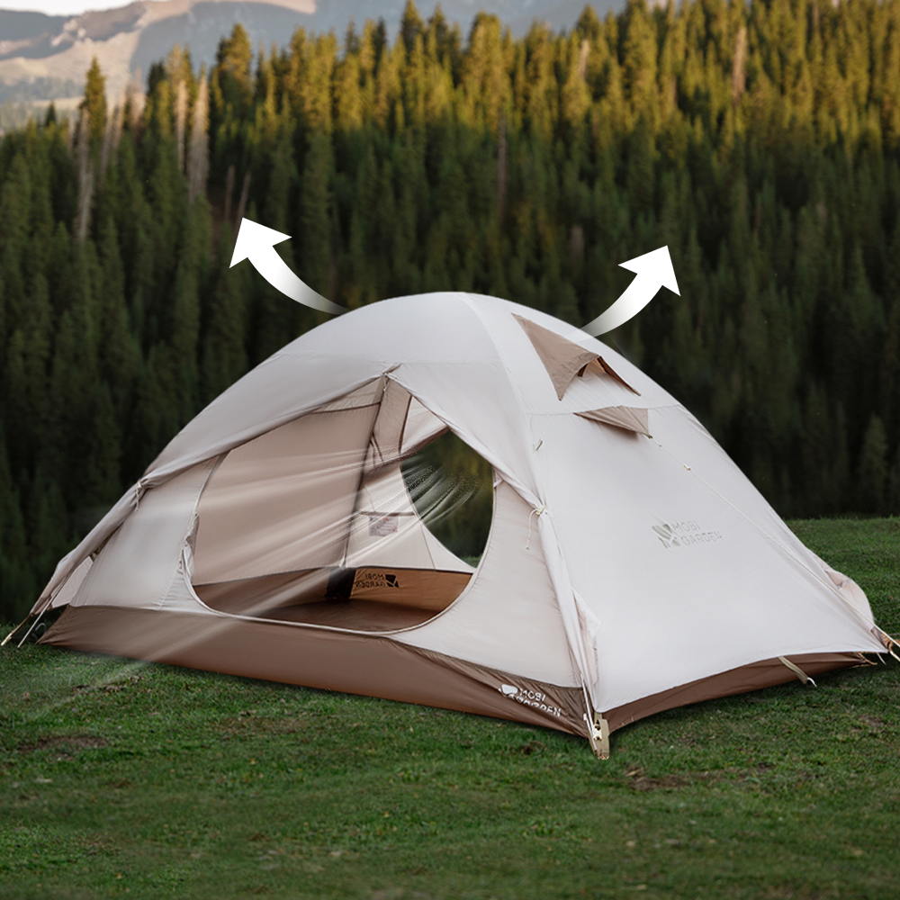 Mobi Garden, Tente de trekking en polyester LUNTA 68D, Tente imperméable ultralégère, Tente de camping de trekking double, Abri de plein air léger, Blanc, Cadre en alliage d'aluminium avec conception imperméable et respirante
