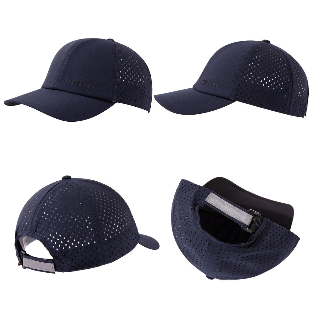 TOP-EX Casquette de baseball de course non structurée en mesh respirant, séchage rapide, bandeau anti-transpiration rafraîchissant M/L Bleu marine