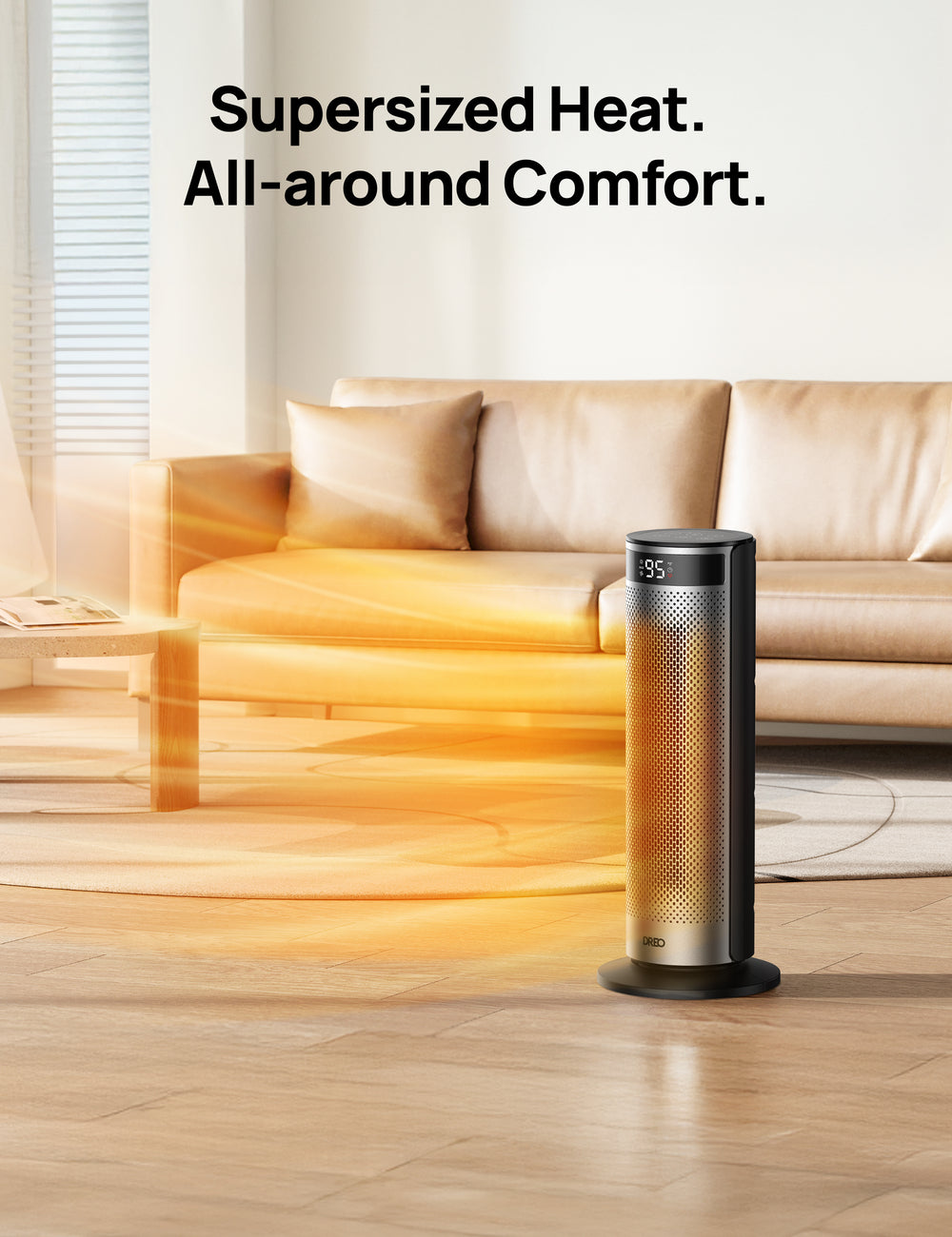 DREO radiateur soufflant économe en énergie 2000W, élément chauffant en céramique PTC, minuterie 12 heures, oscillation à 70°, télécommande, silencieux 34dB, 8 protections de sécurité, Solaris 628