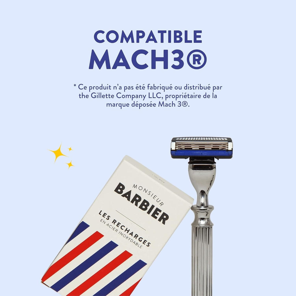 Monsieur Barbier Recharges de rasoir à 3 lames pour peaux sensibles - 4 pièces
