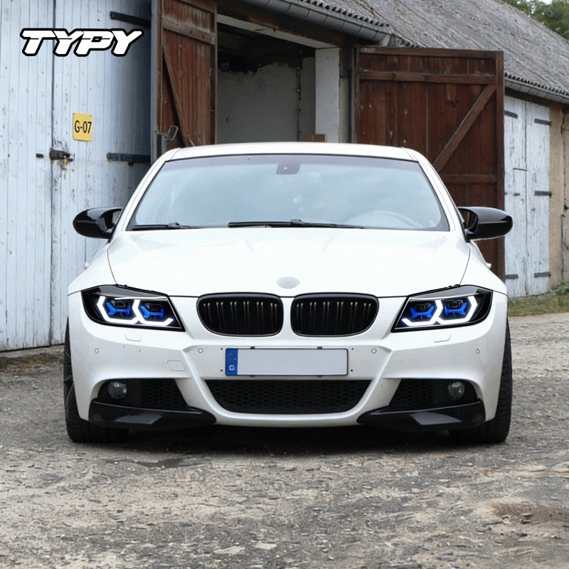 TYPY Projecteur avant LED pour BMW E90, phare xénon d’origine, 2005–2012, 320i/325i/318i, feu de jour, clignotant, feu de croisement, effet Angel Eye, lentille de projecteur
