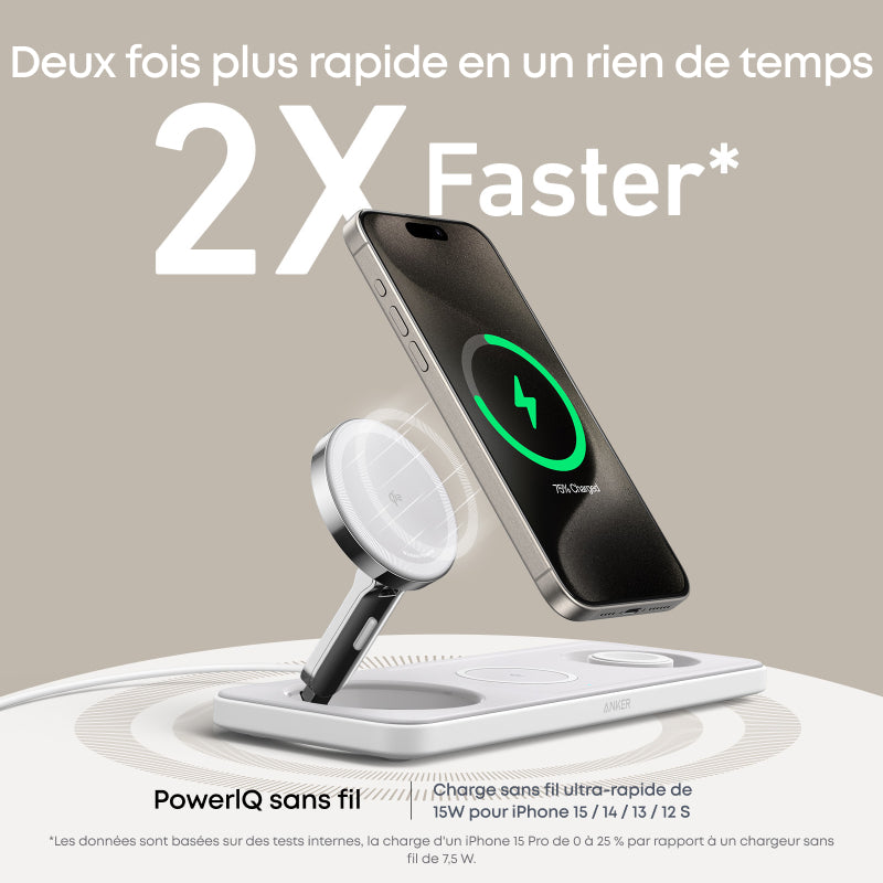 Anker MagGo-1, chargeur universel sans fil USB à charge rapide, blanc