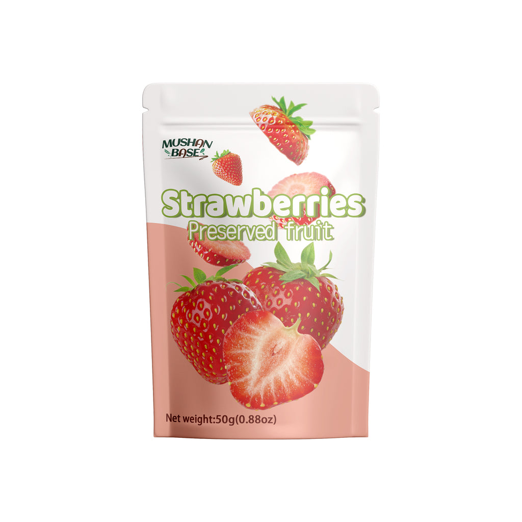 MUSHAN BASE Bai Cao Wei En-cas de fruits à la fraise 50 g