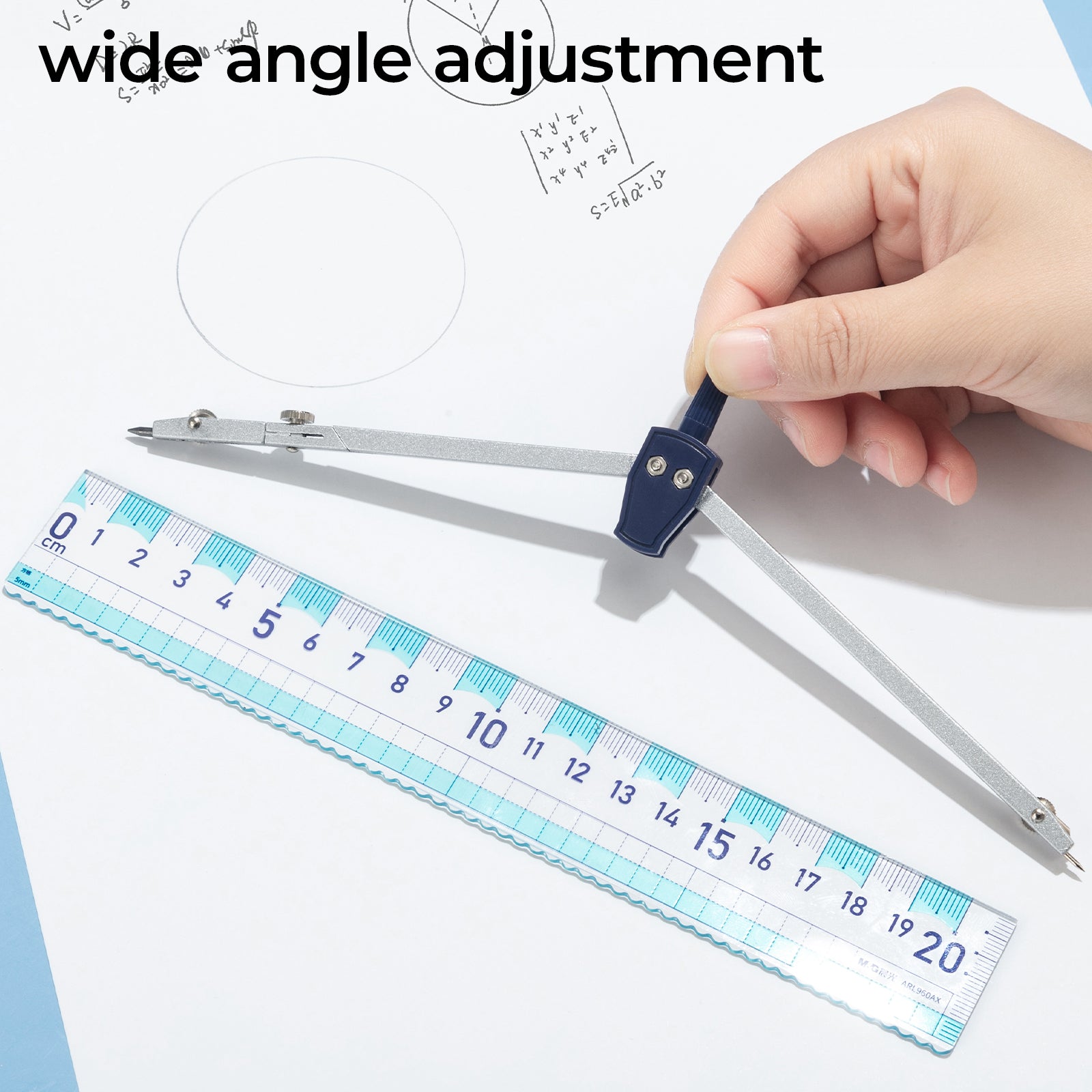 M&G Set de compas de géométrie en métal avec adaptateur universel et boîte de rangement, diamètre maximal 36 cm, compas de dessin professionnel pour école, mathématiques et dessin technique