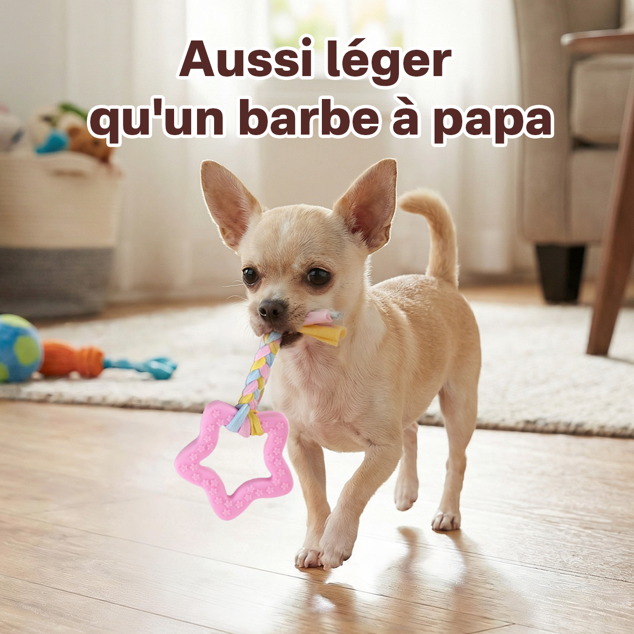 BLINKIT Jouet à mâcher en forme d'étoile rose en corde TPR et tissu pour chiens