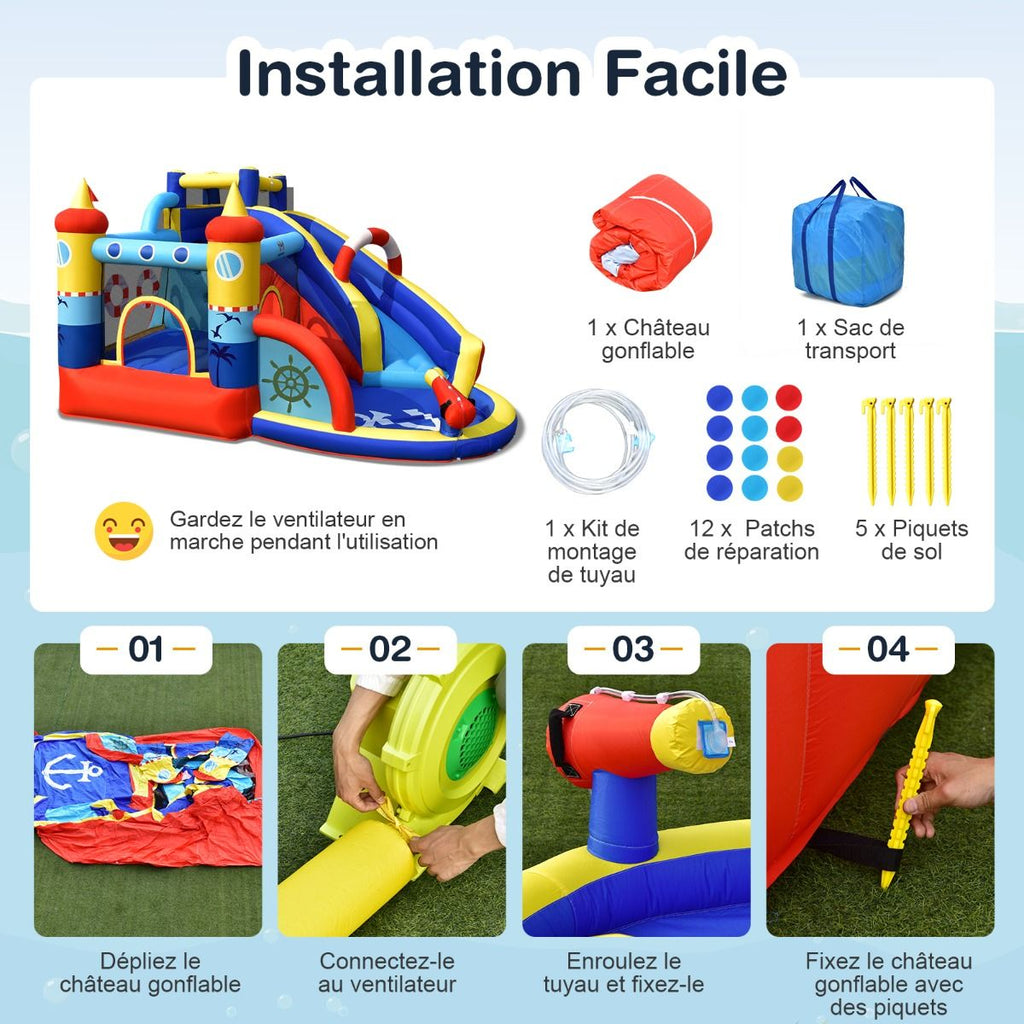 Costway Aire de jeux gonflable 6-en-1 pour enfants 360 x 290 x 200 cm
