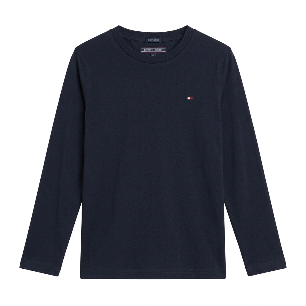 TOMMY HILFIGER T-shirt basique à manches longues bleu marine 80