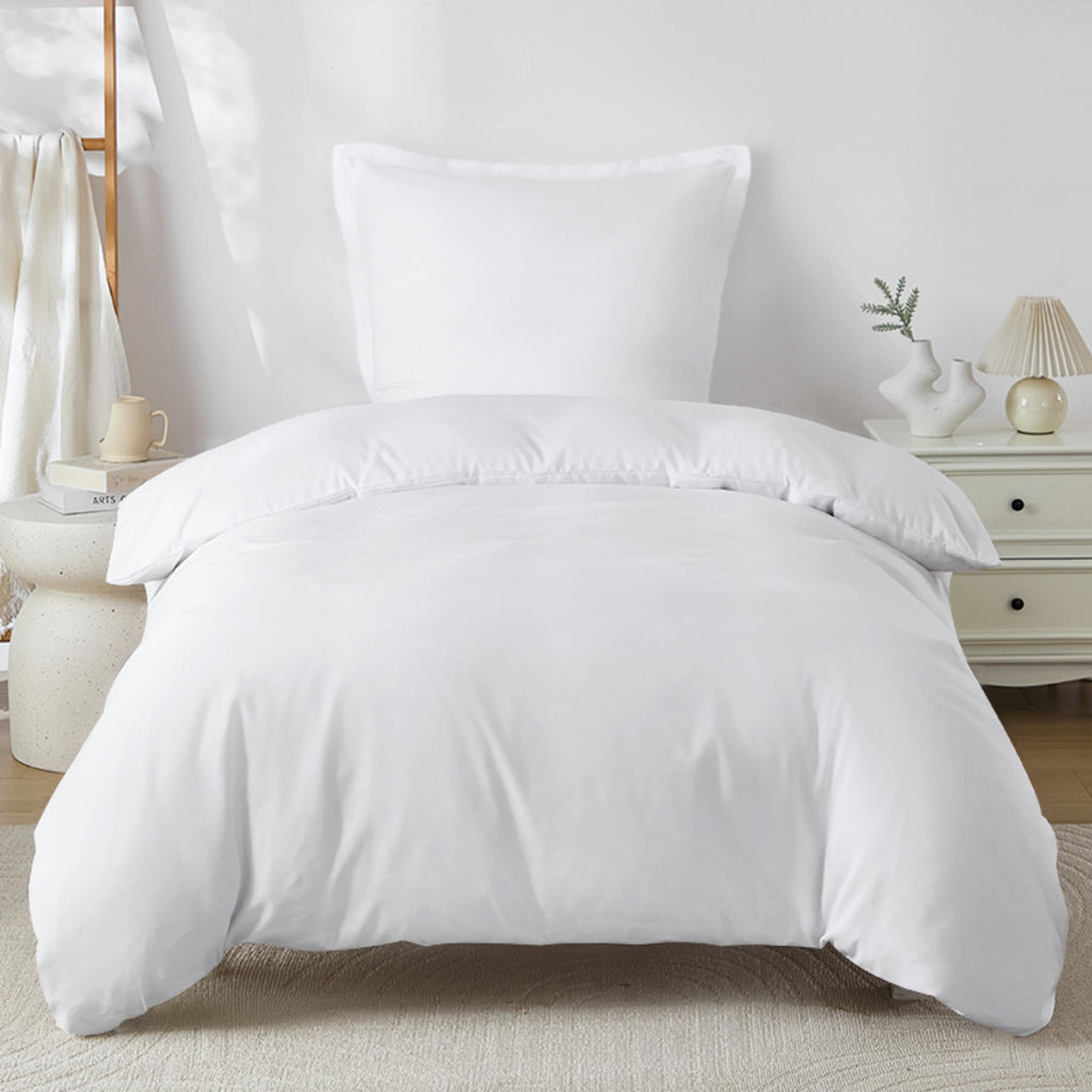 LeBonsoir Parure de lit avec housse de couette 140 x 200 cm et 1 taie d'oreiller 65 x 65 cm - Blanc
