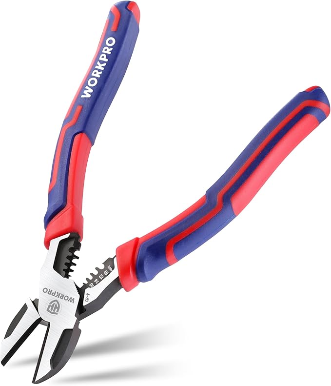 WORKPRO Pince multifonction 2-en-1 : Pince à dénuder et pince coupante latérale, 200 mm, Pour fils durs et souples