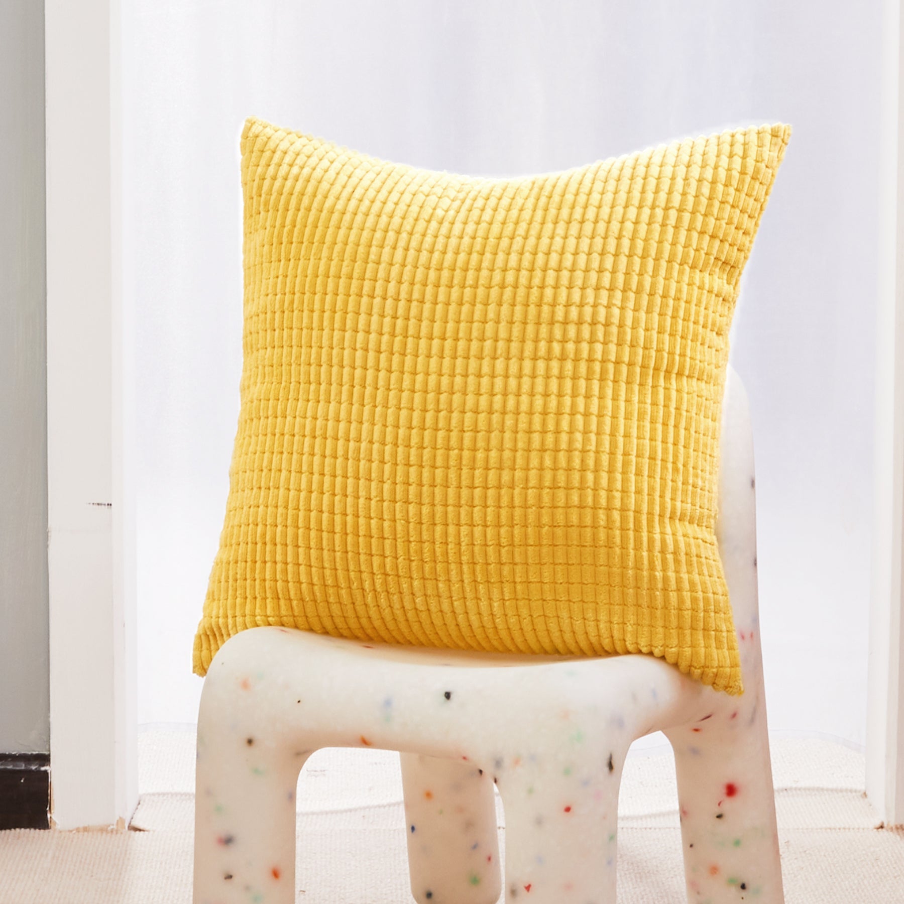 Deconovo Housse de coussin en velours, coloris doré, 50 x 50 cm, 1 pièce