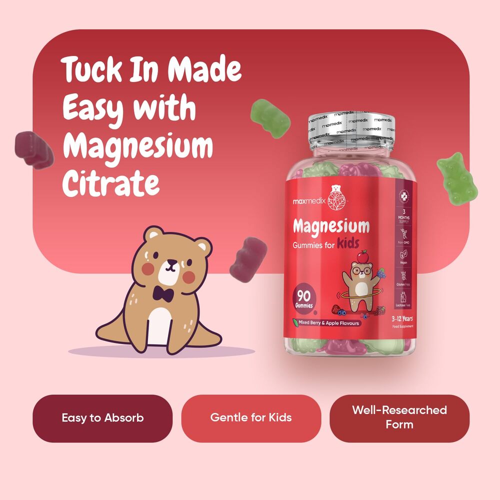maxmedix Gommes de citrate de magnésium pour enfants, 90 gommes