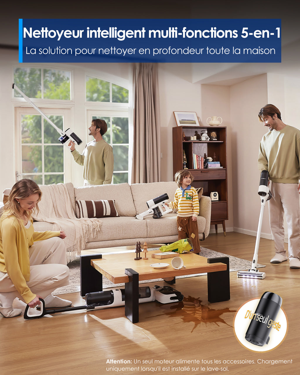 Tineco Floor One Switch S6 Stretch Aspirateur eau et poussière, Multifonction, À plat 180°, Autonettoyant, Autonomie 65 min, Nettoyage des bords des deux côtés et nettoyage de toute la maison