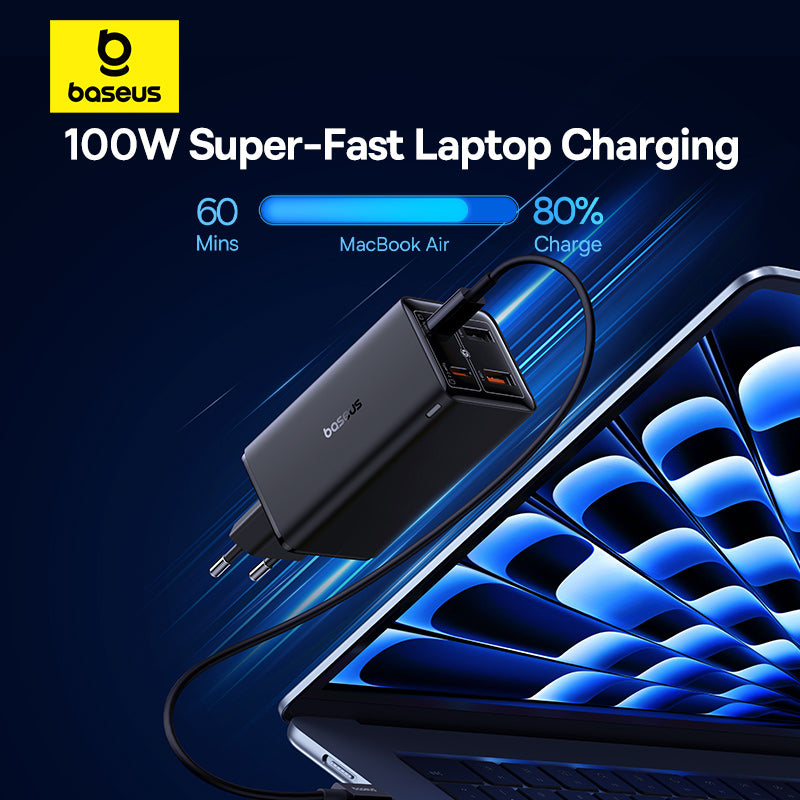Baseus GaN6 Pro Chargeur rapide Gallium Nitride 2C + 2U 100 W - Noir Stellaire