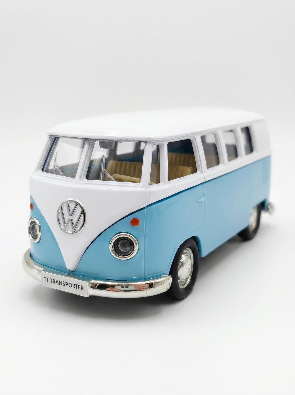 Modèle réduit 1:36 Volkswagen T1 – Bleu, portes ouvrantes, action à recul, voiture miniature moulée sous pression – jouet pour enfants, cadeau pour garçons, pièce de collection à exposer
