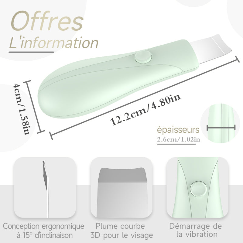 Qiweiny Appareil 2-en-1 extracteur de points noirs & grattoir visage vert