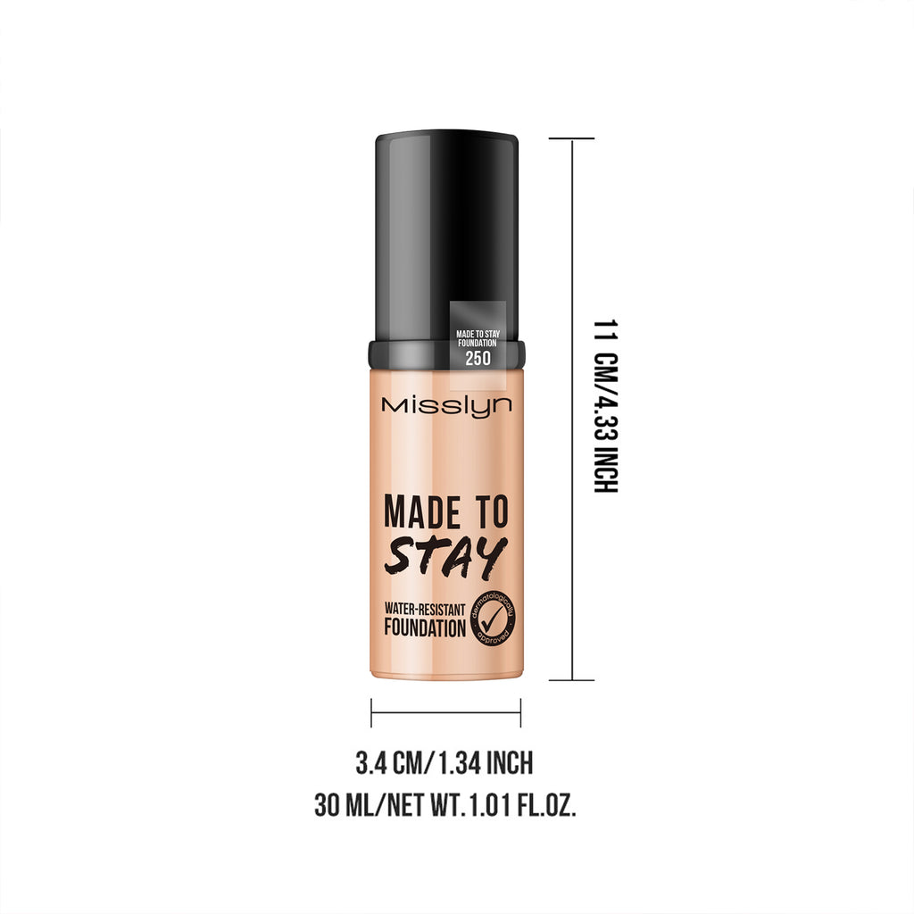 Misslyn Fond de teint longue tenue résistant à l’eau 250 Beige authentique