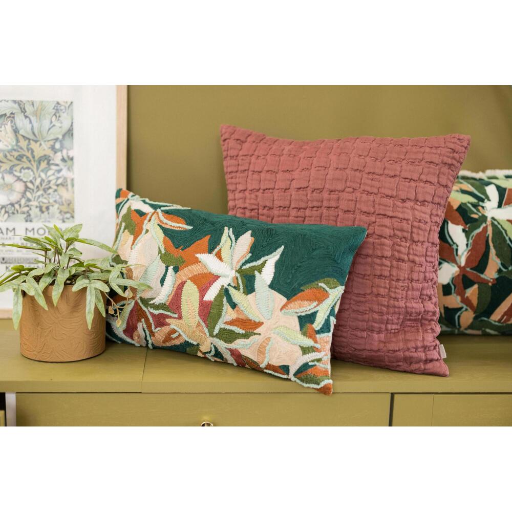 Vivaraise Housse de coussin brodée Alina Pétrole
