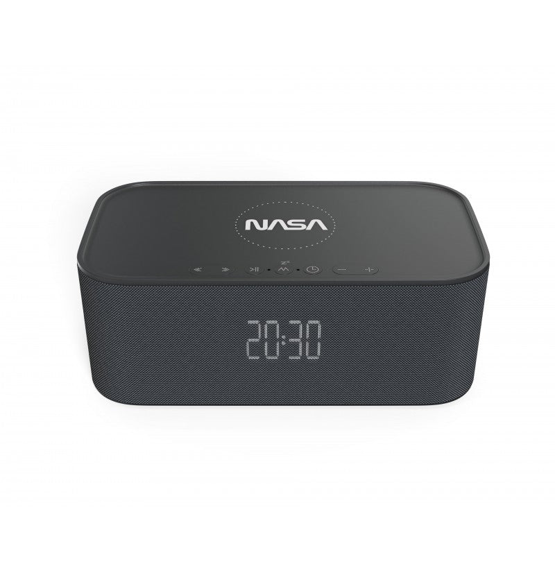 Enceinte bluetooth design, réveil, lumière et chargeur smartphone à induction NASA