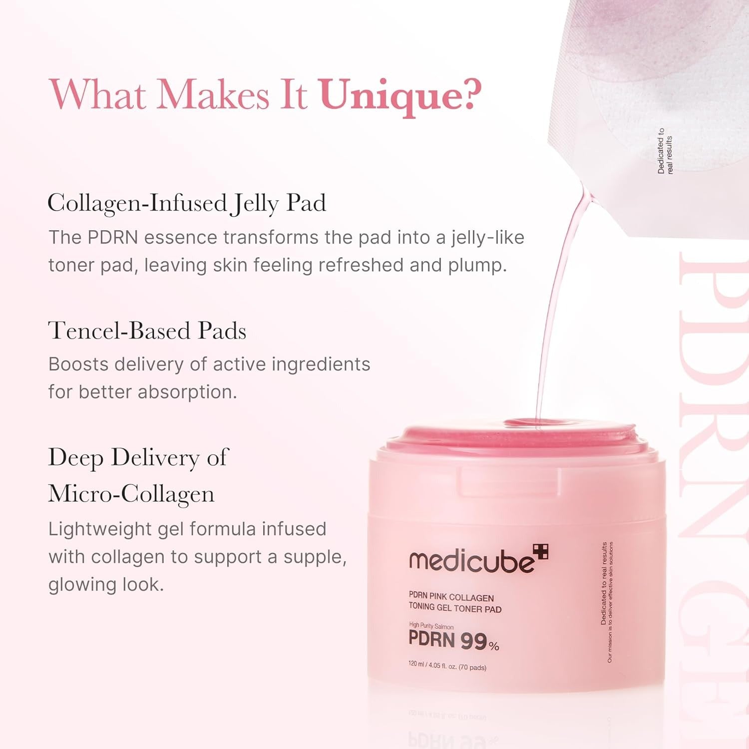 Medicube Pads de tonique en gel au collagène rose PDRN (70 pièces)