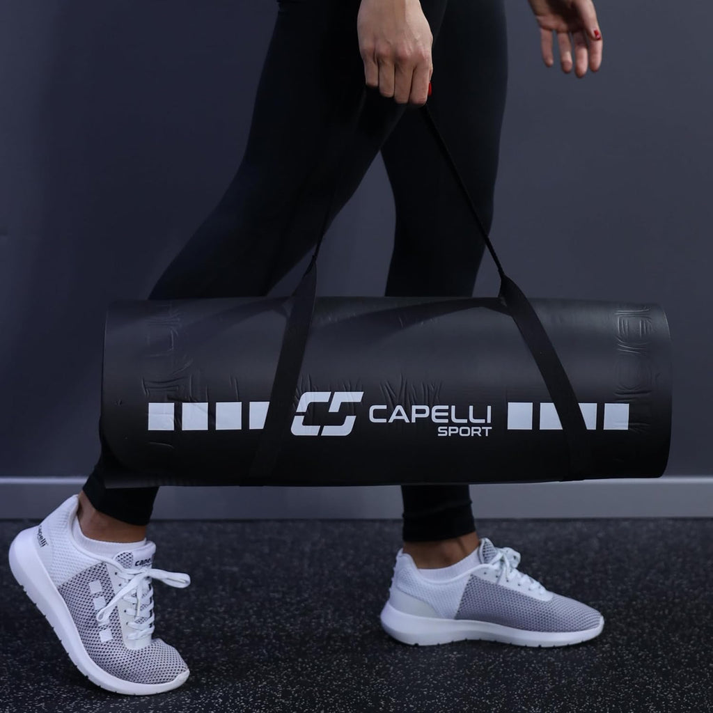 Capelli Sport tapis de sport dimensions : 61×183cm épaisseur : 1.2cm avec sangle de transport, amorti souple avec soutien, convient au fitness et aux entraînements en salle