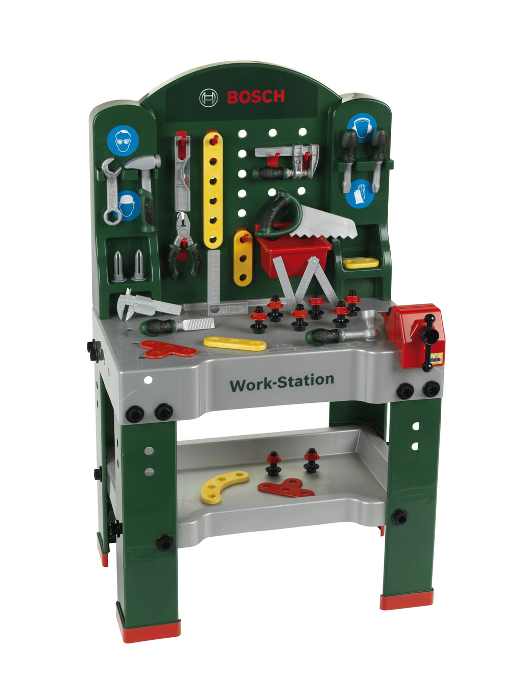 Theo Klein 8580 Établi Bosch, 44 pièces, avec fonction d'apprentissage, 61 cm x 44,5 cm x 101 cm, dès 3 ans