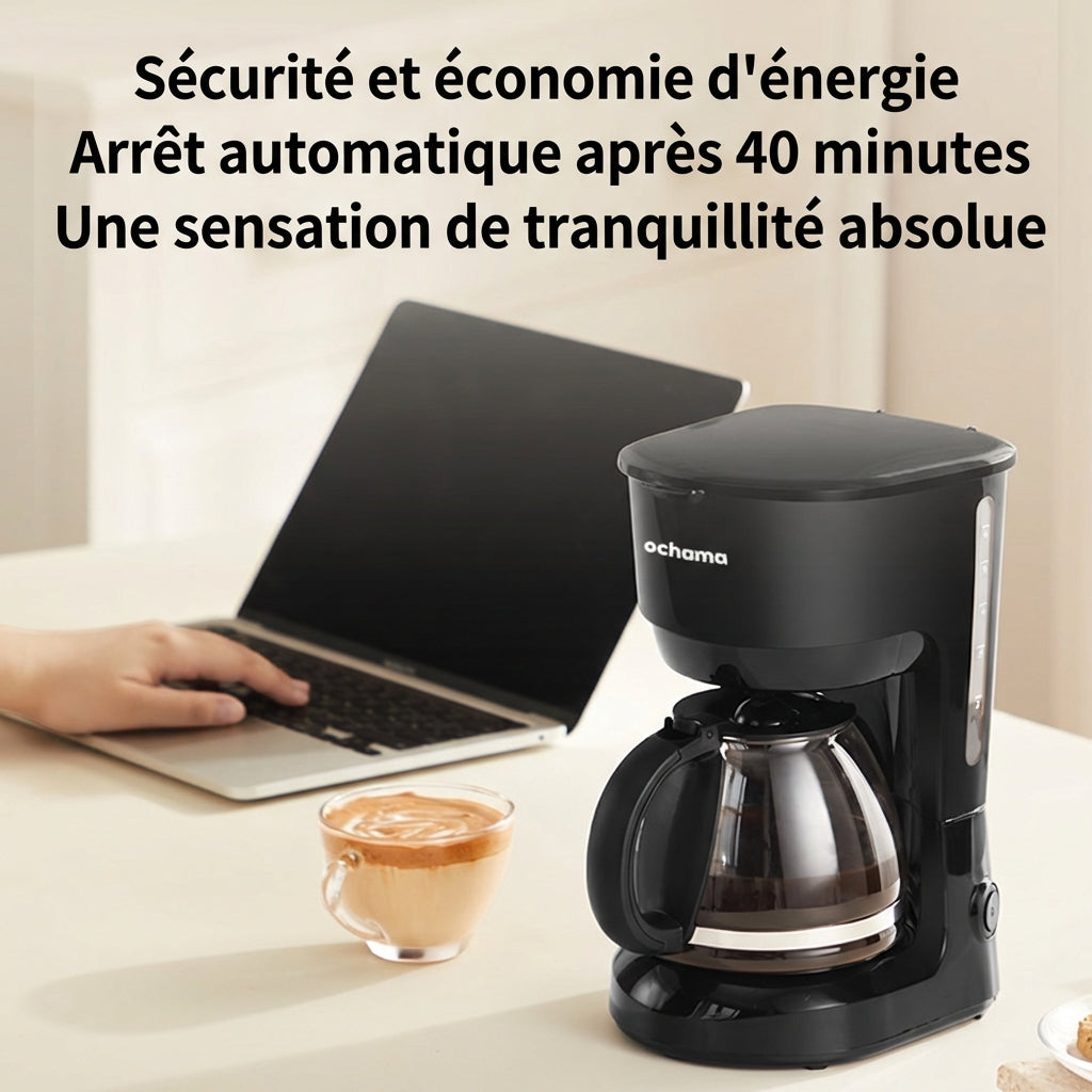 ochama Cafetière À Filtre, 600W Cafetière Américaine Domestique, Réservoir D’eau Grande Capacité 750Ml, Fonction Maintien Au Chaud 30 Min