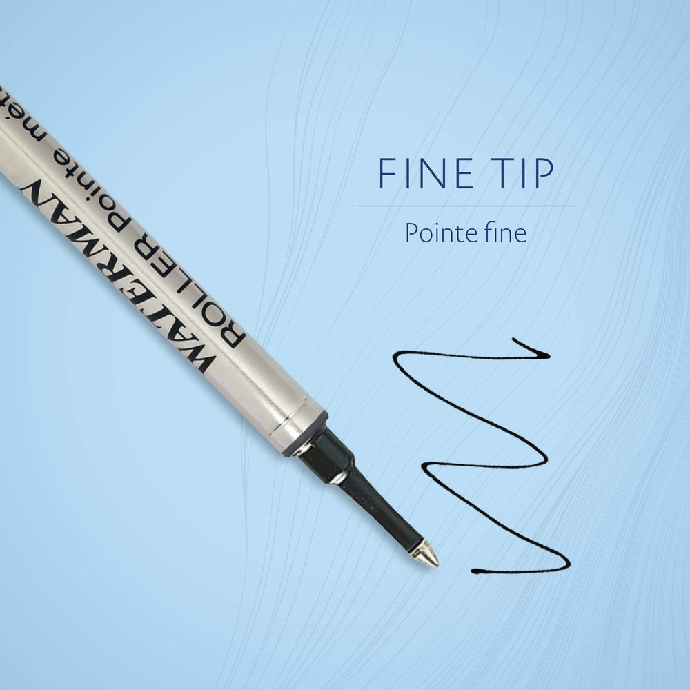 Waterman recharge d’encre pour stylo roller | pointe fine | encre noire | Blister 1 recharge