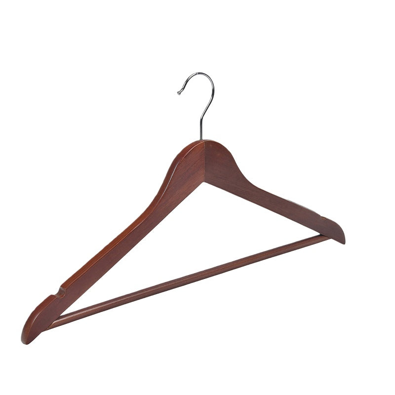 Lot de 10 cintres à costume en bois massif haut de gamme avec barre antidérapante, épaules larges, finition bordeaux pour manteaux et vestes
