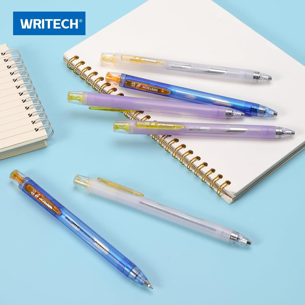 Writech Twist Space Up Galaxy Lot de 6 stylos à encre gel avec pointe fine 0,5 mm - Noir