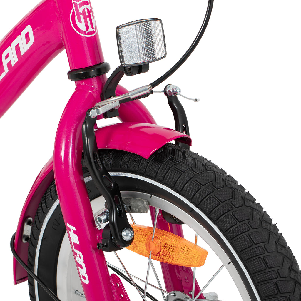 HILAND Starry Vélo pour enfants de 2 à 7 ans avec petites roues, sonnette et porte-bagages arrière rose - 30 cm