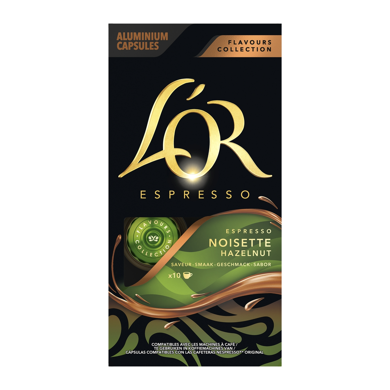 L'OR Café Capsules Saveur Noisette Intensité 6 Compatibles Nespresso® la boîte de 10 capsules