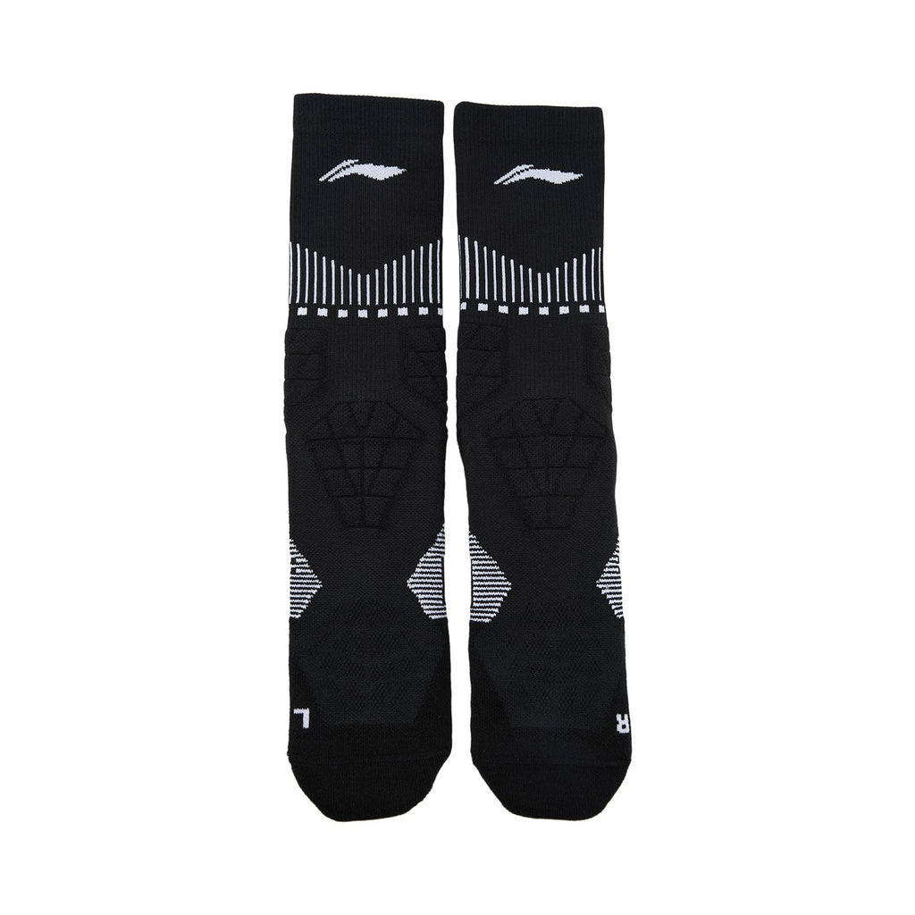 LI-NING Chaussettes mi-longues de basket-ball résistantes, confortables et respirantes noir L